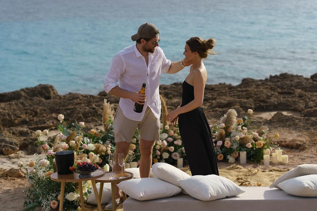 Edmonton Oilers forward Leon Draisaitl posted photos on Thursday of him on a beach proposing to Celeste Desjardins.